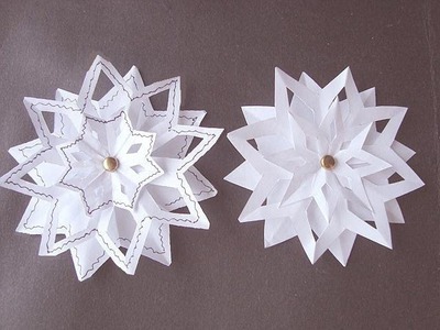SNOWFLAKE #4, 3 layer snowflake, paper folding, Christmas star ornament, paper crafts