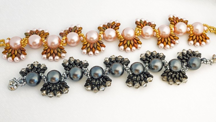 TheHeartBeading: Beaded Bracelet with Pearls, Crystals and Superduos Tutorial