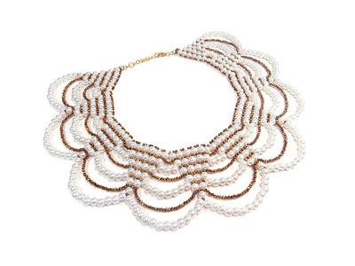 Tutorial: beaded collar necklace with pearls. Колье из бисера и бусин (мастер-класс)