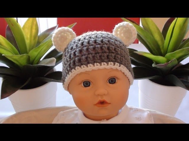 Crochet Baby Beanie with Ears - Crochet Bear Ears