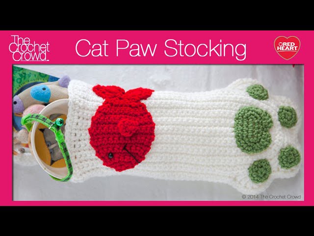 Crochet Christmas Cat Paws Stocking Tutorial