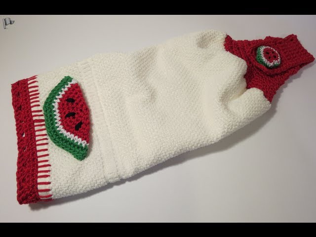 Crochet Decorating Towel Watermelon إضافة الكروشيه للمناشف بطيخ