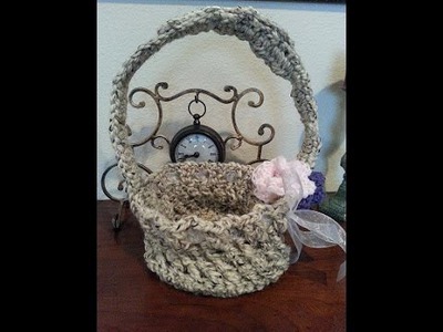 Crochet easy Easter Basket with long handles DIY tutorial
