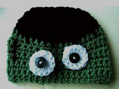 CROCHET FRANKENSTEIN HAT, crochet pattern, newborn to adult sizes