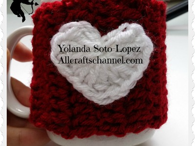 #Crochet Heart Coffee Mug Cozy