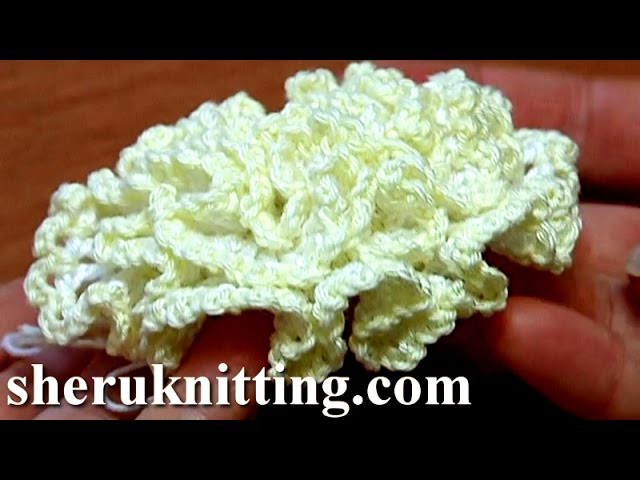Crochet Ruche Petal Flower Made On Plate Tutorial 16 Part 2 of 2 tığ işi çiçek yapımı