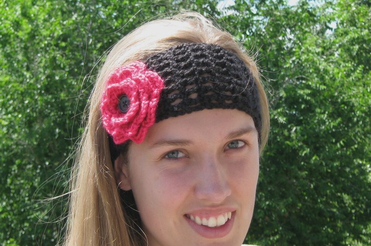 Crocheted headband or hairband, adult size, video #1