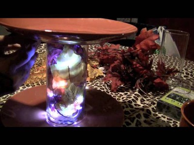 Diy 3 tier stand fall display with lights dollar tree craft