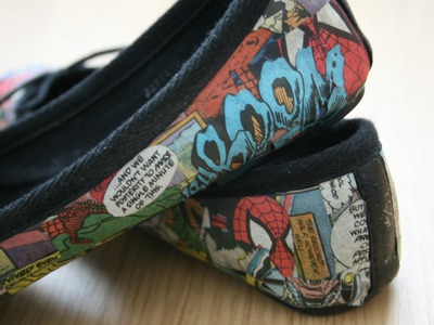 DIY Comic Book Shoes | Spiderman Ballet Pumps