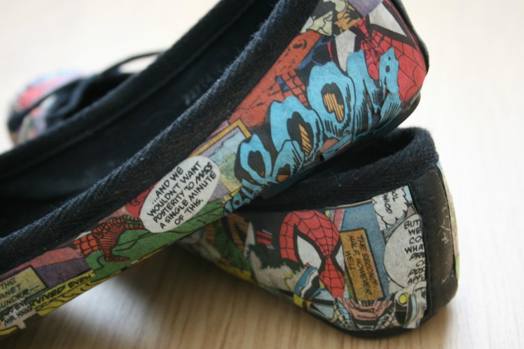 DIY Comic Book Shoes | Spiderman Ballet Pumps