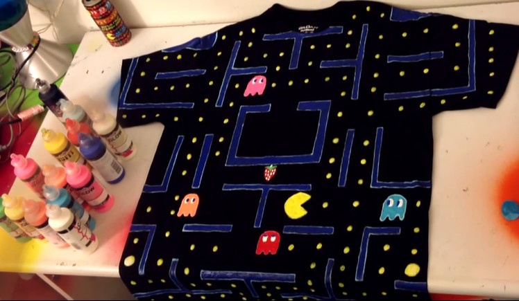DIY: Decorate Shirt with Puffy Paint (Pacman) - Time Lapse!!