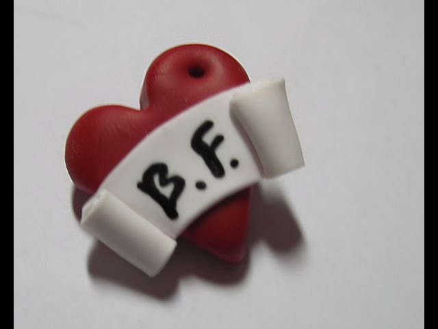 DIY Polymer clay: heart charm. ciondolo cuore con scritta!