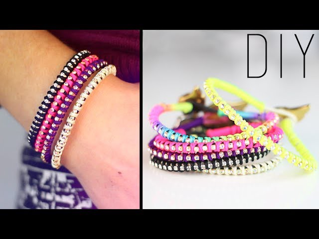 DIY : Rhinestone wrap bracelet - bracelet strass. friendship bracelet with english subtitles