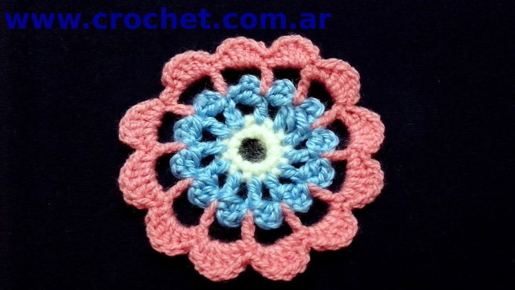 Flor N° 12 en tejido crochet tutorial paso a paso.