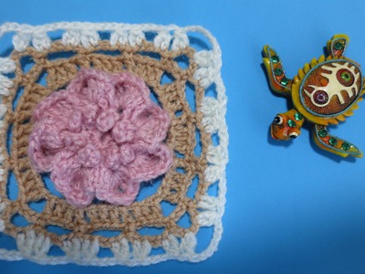 Flor una aplicación de crochet para chal