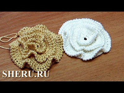 How to Crochet Ruche Petal Flower Урок 16 часть 1 Вязание крючком объемного Цветка