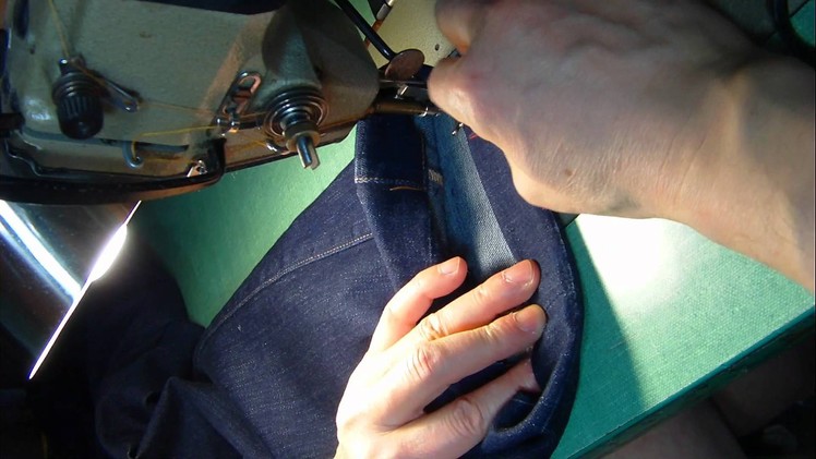 How to hem wide top stitch jean pants