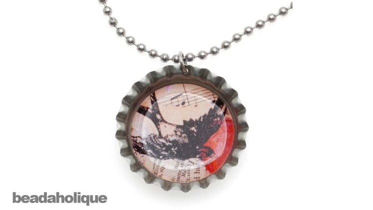 How to Make a Bottle Cap Pendant Necklace Using Epoxy Stickers