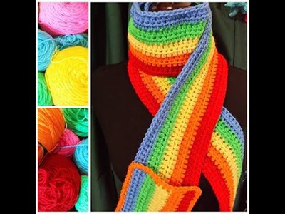 Make a Rainbow Scarf with Pocket: Extra Long and Colorful