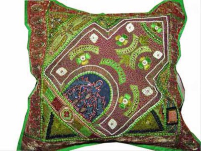 Moti Bead  Indian Sari Floor Pillow Cushion Cover