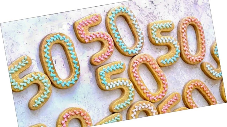 Number 50 (Piping bead border with royal icing mini tutorial)