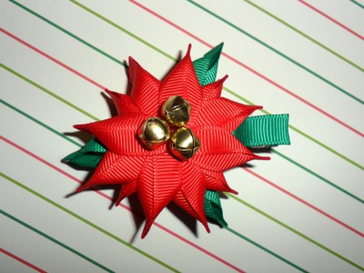 POINSETTIA Ribbon Sculpture Christmas Holiday Hair Clip Bow DIY Free Tutorial by Lacey