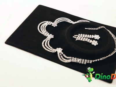 Rhinestone Beaded Flower Wedding Bridal Jewelry Crown & Necklace & Earrings Set   A3054000IT