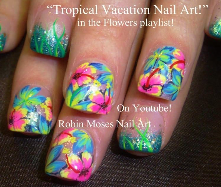 Tropical Flower Nail Art tutorial