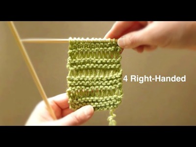 WATCH How To Knit Double Wrap PATTERN STITCH - VERY EASY (4 Righties)