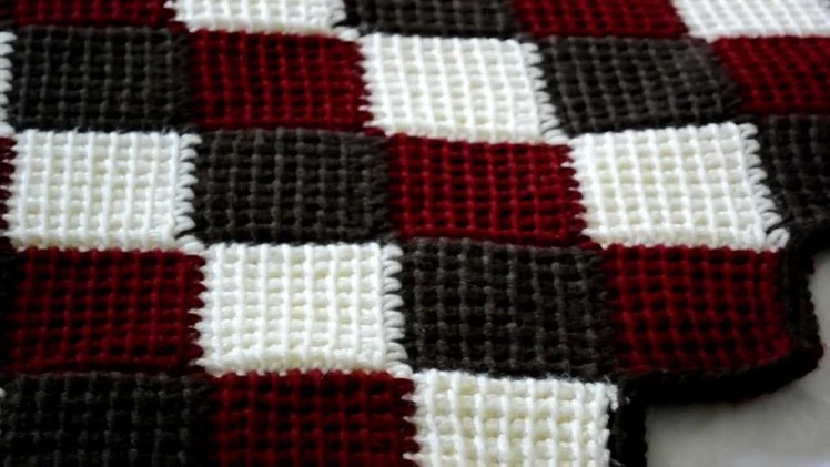 Blanket I made using the entrelac.tunisian stitch