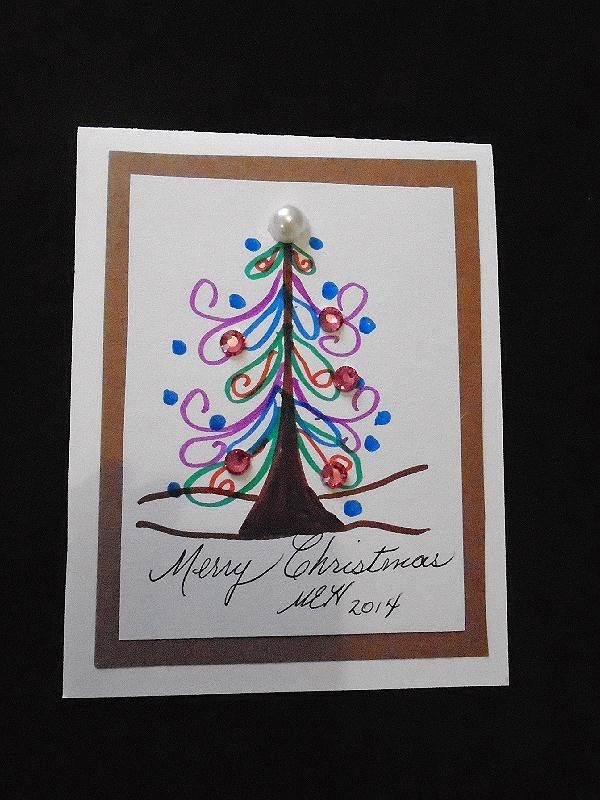 Contemporary christmas card, with colored markers, card making