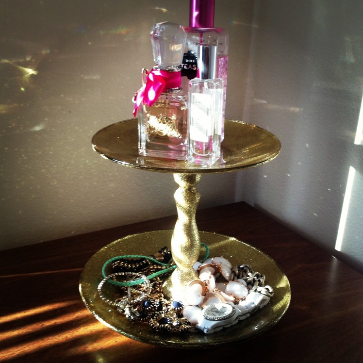 DIY | Glittered Cake Stand.Jewelry Tray Tutorial