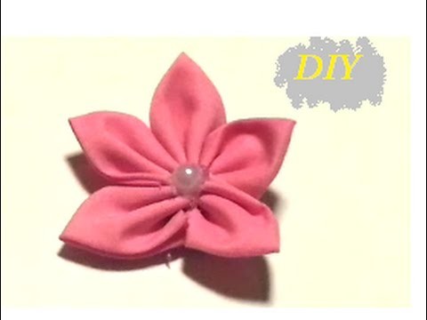 {DIY} Kanzashi Fabric Flower