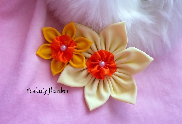 DIY: Make a kanzashi fabric flower hair clip