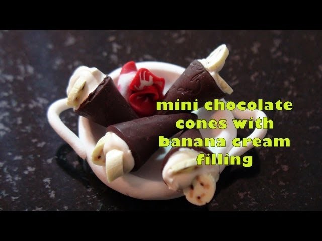DIY: Mini Chocolate Cones With Banana Cream Filling in Polymer Clay