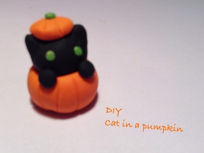 DIY polymer clay charms: 13 days of Halloween: day 4 black cat in pumpkin