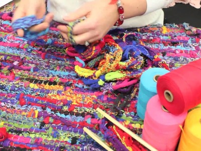 Looping together Sock Loops to make weft for a rag rug