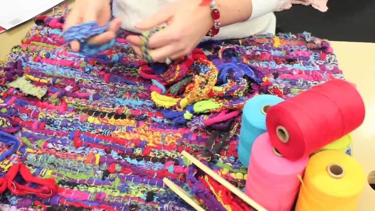 Looping together Sock Loops to make weft for a rag rug