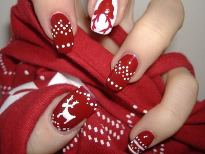Reindeer-Winter Nails (christmas sweaters nails) Tutorial