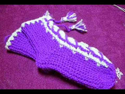 3-Носочки на шнуровке детские.Knitting socks with ties