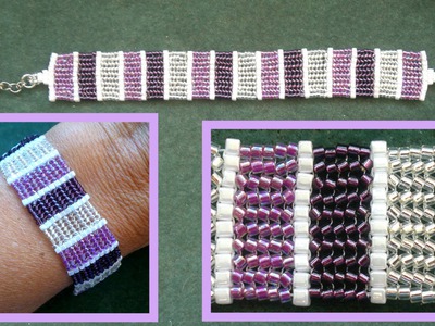 Beading4perfectionists : Stitch nr 8: Herring bone with delica's and 1mm cubes beading tutorial
