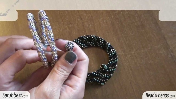 BeadsFriends: Memory wire bracelet - Chenille spiral bracelet with beaded end caps | Beaded Jewelry