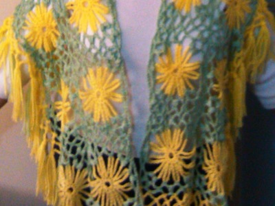 Crochet yellow flower shawl  Part two. final video