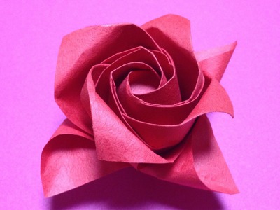 達人折りのバラの折り紙 14 Only one origami rose 14