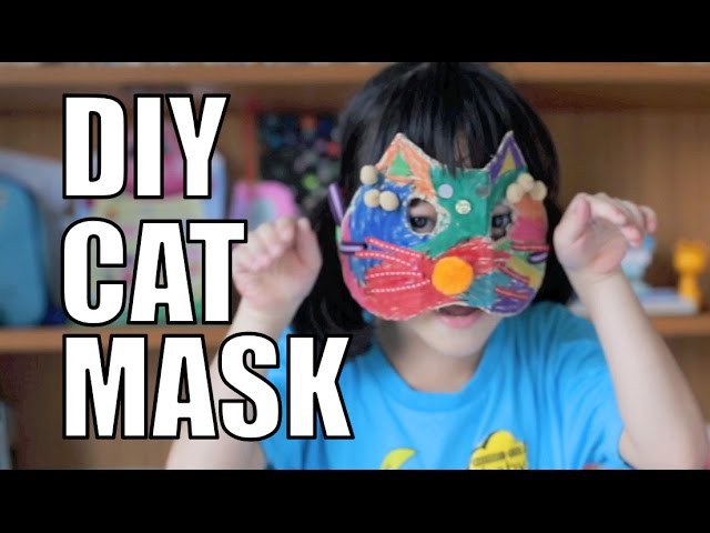 Handicraft Cat Mask for Fancy Costume. Easy DIY Craft for Kids.