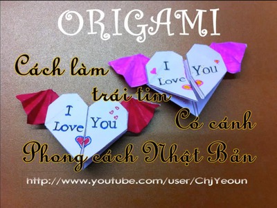 [HD]♥Cách xếp trái tim có cánh-phong cách Nhật Bản ♥ Origami heart with wings