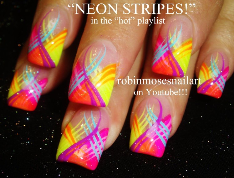 Nail Art Tutorial | DIY Neon Nail Stripes Design Tutorials!