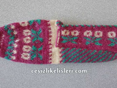 Pembe Renkli El Örgüsü Yün Patik Örneği : Hand Knitting Wool booties Example