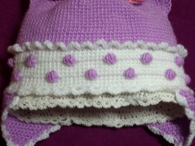 1-Шапочка детская утепленая крючком-1часть.Baby Crochet Cap