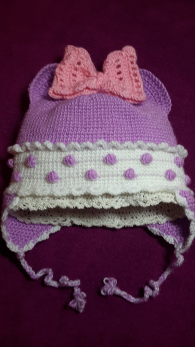 1-Шапочка детская утепленая крючком-1часть.Baby Crochet Cap
